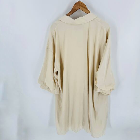Anthropologie Endless Shirt Dress Cream Beige Button Front Size XL (No Belt) - Picture 2 of 9